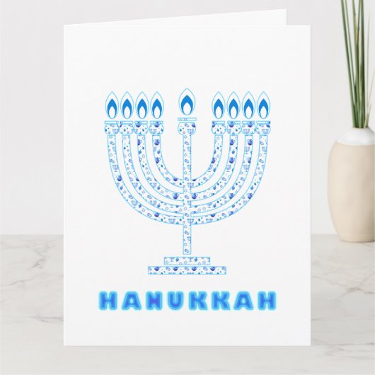 Happy Hanukkah Party - Mooie blauwe decoratie Bedankkaart (Voorkant)