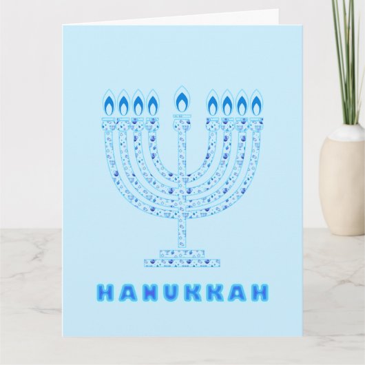 Happy Hanukkah Party - Mooie blauwe decoratie Bedankkaart (Voorkant)