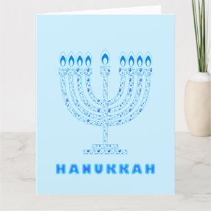 Happy Hanukkah Party - Mooie blauwe decoratie Bedankkaart