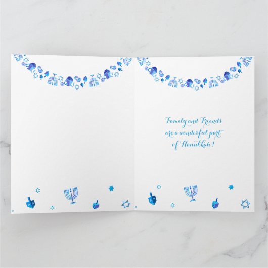 Happy Hanukkah Party - Mooie blauwe decoratie Bedankkaart (Binnen)