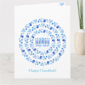 Happy Hanukkah Party - Mooie blauwe decoratie Bedankkaart (Voorkant)