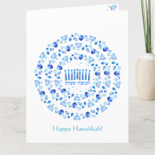 Happy Hanukkah Party - Mooie blauwe decoratie Bedankkaart