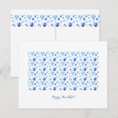 Happy Hanukkah Party - Mooie blauwe decoratie Briefkaart (Voorkant / Achterkant)