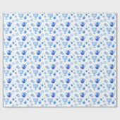 Happy Hanukkah Party - Mooie blauwe decoratie Cadeaupapier (Vlak)