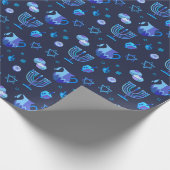 Happy Hanukkah Party - Mooie blauwe decoratie Cadeaupapier (Hoek)