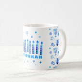 Happy Hanukkah Party - Mooie blauwe decoratie Koffiemok (Voorkant rechts)