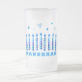 Happy Hanukkah Party - Mooie blauwe decoratie Matglas Bierpul (Center)