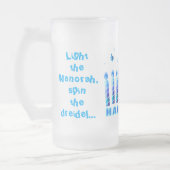 Happy Hanukkah Party - Mooie blauwe decoratie Matglas Bierpul (Links)
