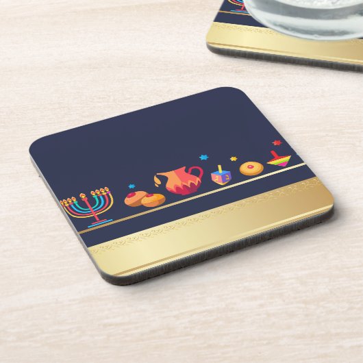 Happy Hanukkah Party Mooie Decoratie Bier Onderzetter (Linkerzijde)