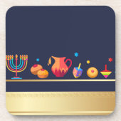 Happy Hanukkah Party Mooie Decoratie Bier Onderzetter (Voorkant)
