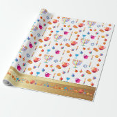 Happy Hanukkah Party Mooie Decoratie Cadeaupapier (Uitgerold)