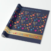 Happy Hanukkah Party Mooie Decoratie Cadeaupapier (Uitgerold)