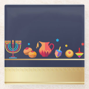 Happy Hanukkah Party Mooie Decoratie Glazen Onderzetter
