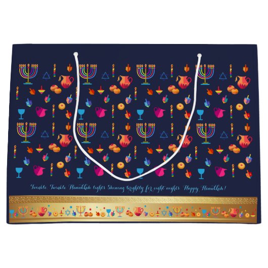 Happy Hanukkah Party Mooie Decoratie Groot Cadeauzakje (Voorkant)