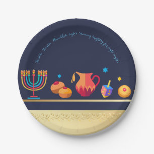 Happy Hanukkah Party Mooie Decoratie Papieren Bordje