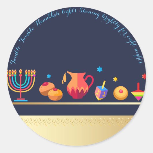 Happy Hanukkah Party Mooie Decoratie Ronde Sticker (Voorkant)