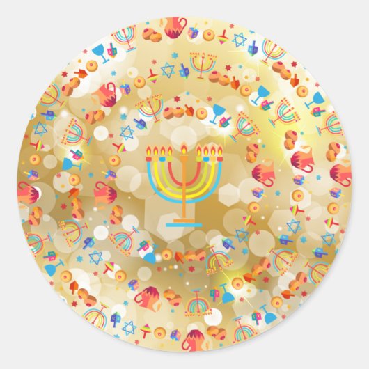 Happy Hanukkah Party Mooie Decoratie Ronde Sticker (Voorkant)