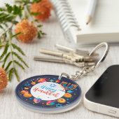 Happy Hanukkah Party Mooie Decoratie Sleutelhanger (Voorkant Rechts)