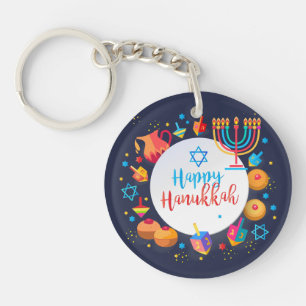 Happy Hanukkah Party Mooie Decoratie Sleutelhanger