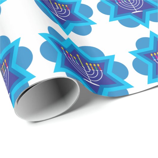 Happy Hanukkah-patroon klein 4a witte wrapping Pa Cadeaupapier (Rol Hoek)