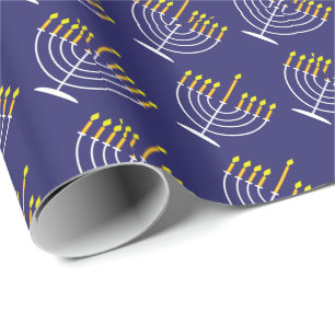 ✡ Happy Hanukkah-patroon met Menorah Cadeaupapier