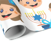 Happy Hanukkah-patroon Verpakkingspapier Cadeaupapier (Rol Hoek)