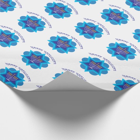 Happy Hanukkah-patroon Verpakkingspapier Cadeaupapier (Hoek)