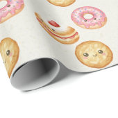 Happy Hanukkah Pattern - Cute Donuts Cadeaupapier (Rol Hoek)