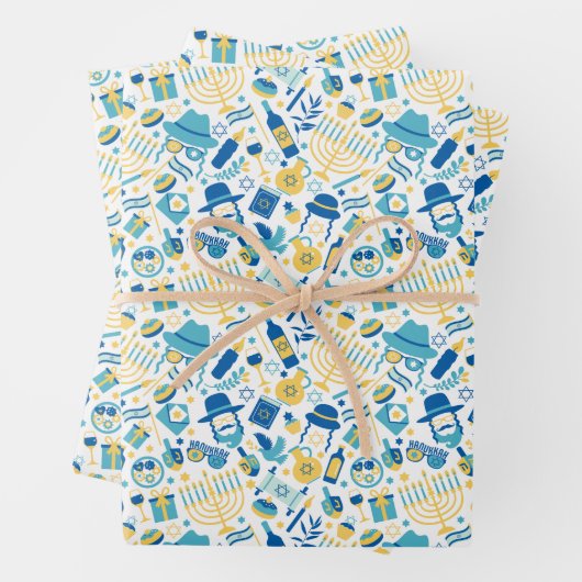 Happy Hanukkah Pattern Papieren platen wikkelen Inpakpapier Vel (In situ)