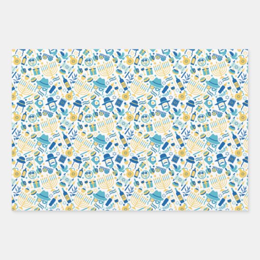 Happy Hanukkah Pattern Papieren platen wikkelen Inpakpapier Vel (Voorkant)