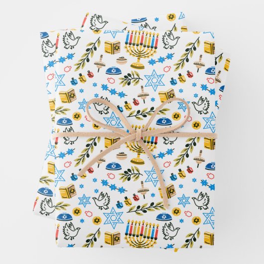 Happy Hanukkah Pattern Papieren platen wikkelen Inpakpapier Vel (In situ)