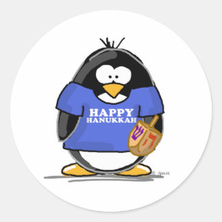 Happy Hanukkah Penguin Ronde Sticker