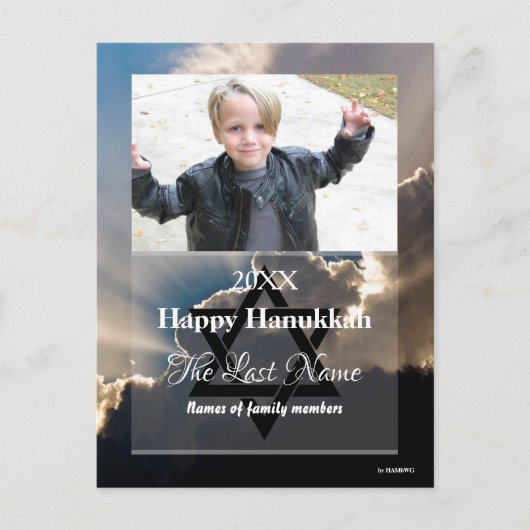 Happy Hanukkah Photo Briefkaart Stripes - HAMbWG (Voorkant)