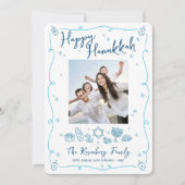 Happy Hanukkah Photo Hand Drawn Doodles Your Note Feestdagenkaart (Voorkant)