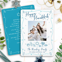 Happy Hanukkah Photo Hand Drawn Doodles Your Note Feestdagenkaart
