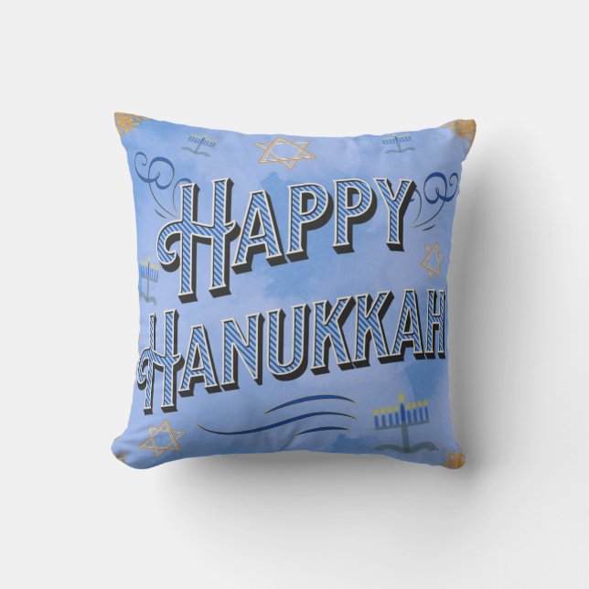 Happy Hanukkah Pillow Kussen (Voorkant)