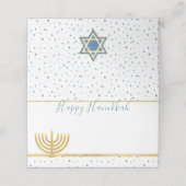 Happy Hanukkah Place Cards Blauw & Goud Patroon Plaatskaartje (Buitenkant ongevouwen)
