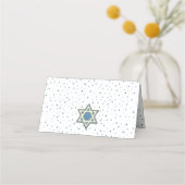 Happy Hanukkah Place Cards Blauw & Goud Patroon Plaatskaartje (Achterkant)