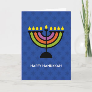 Happy Hanukkah Pop Art Menorah Feestdagen Kaart
