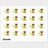 Happy Hanukkah-Pug Dog met Menorah Ronde Sticker (Vel)