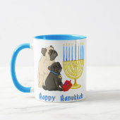 Happy Hanukkah Pugs en Menorah Mokken (Links)
