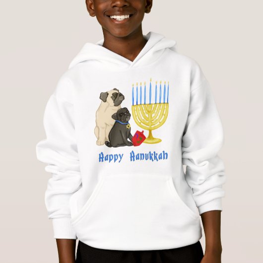 Happy Hanukkah Pugs met Menorah T - shirts en Swea (Voorkant)