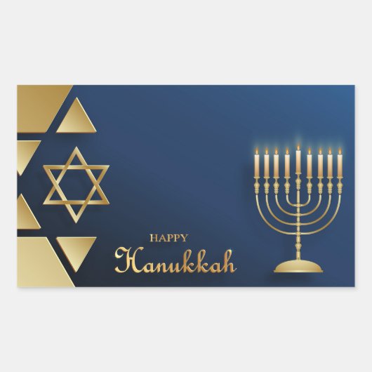 Happy Hanukkah Rechthoekige Sticker (Voorkant)