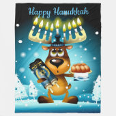 Happy Hanukkah Reindeer Fleece Deken (Voorkant)