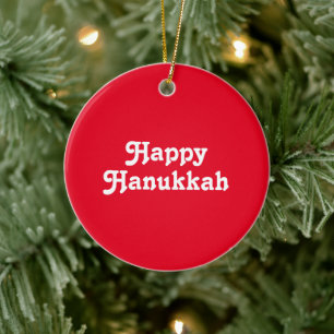 "Happy Hanukkah" rode witte feestdag Keramisch Ornament