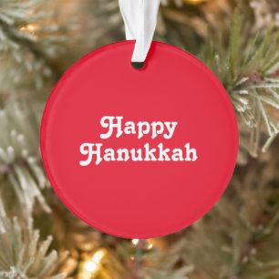 "Happy Hanukkah" rode witte feestdag Ornament
