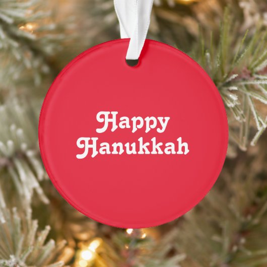 "Happy Hanukkah" rode witte feestdag Ornament (Boom)