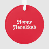 "Happy Hanukkah" rode witte feestdag Ornament (achterkant)
