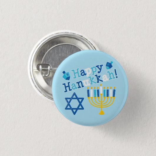 Happy Hanukkah Ronde Button 3,2 Cm (Voorkant /achterkant)