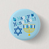 Happy Hanukkah Ronde Button 3,2 Cm (Voorkant)